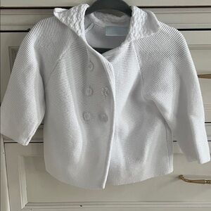 Little English White Knitted Pea Coat